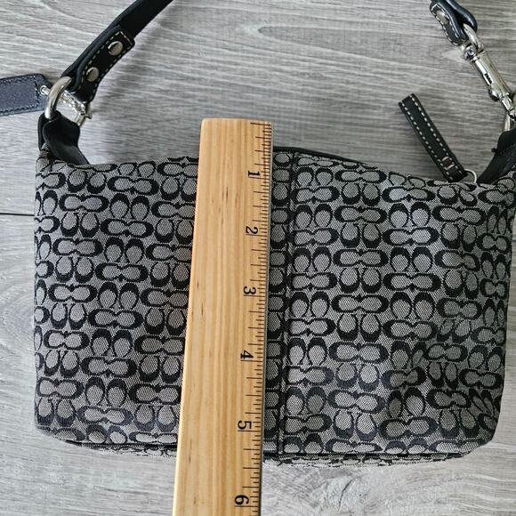 Coach Soho Mini Signature C Jacquard Hobo Top Handle Y2K Black Leather Trim 5x8 - Picture 12 of 16